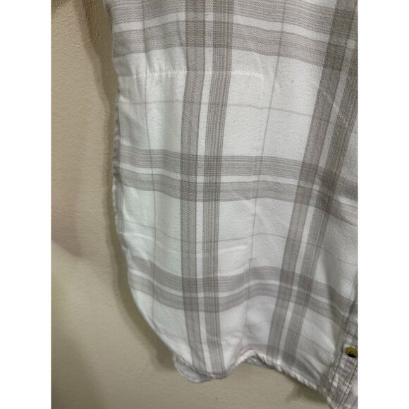 Jach's Girlfriend White on Gray Flannel Plaid Button Down Size XL Front Pockets - Picture 4 of 6